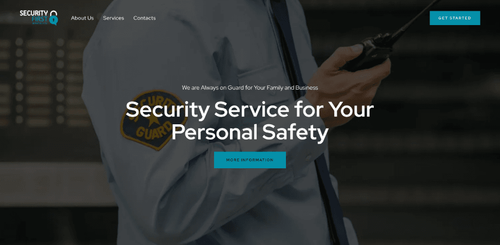 Security-first company website app screenshot